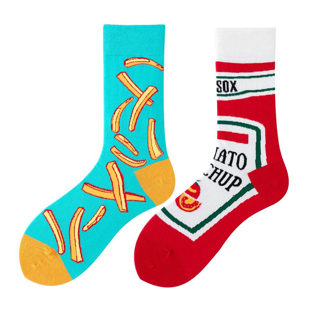 Asymmetric Colorful Christmas Cotton Socks for Couples