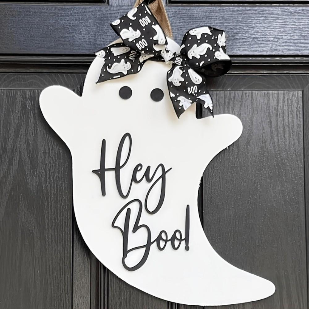 Halloween Ghost Door Hanger With Bow Front Door Decor Seasonal Door Pendant Wall Decor