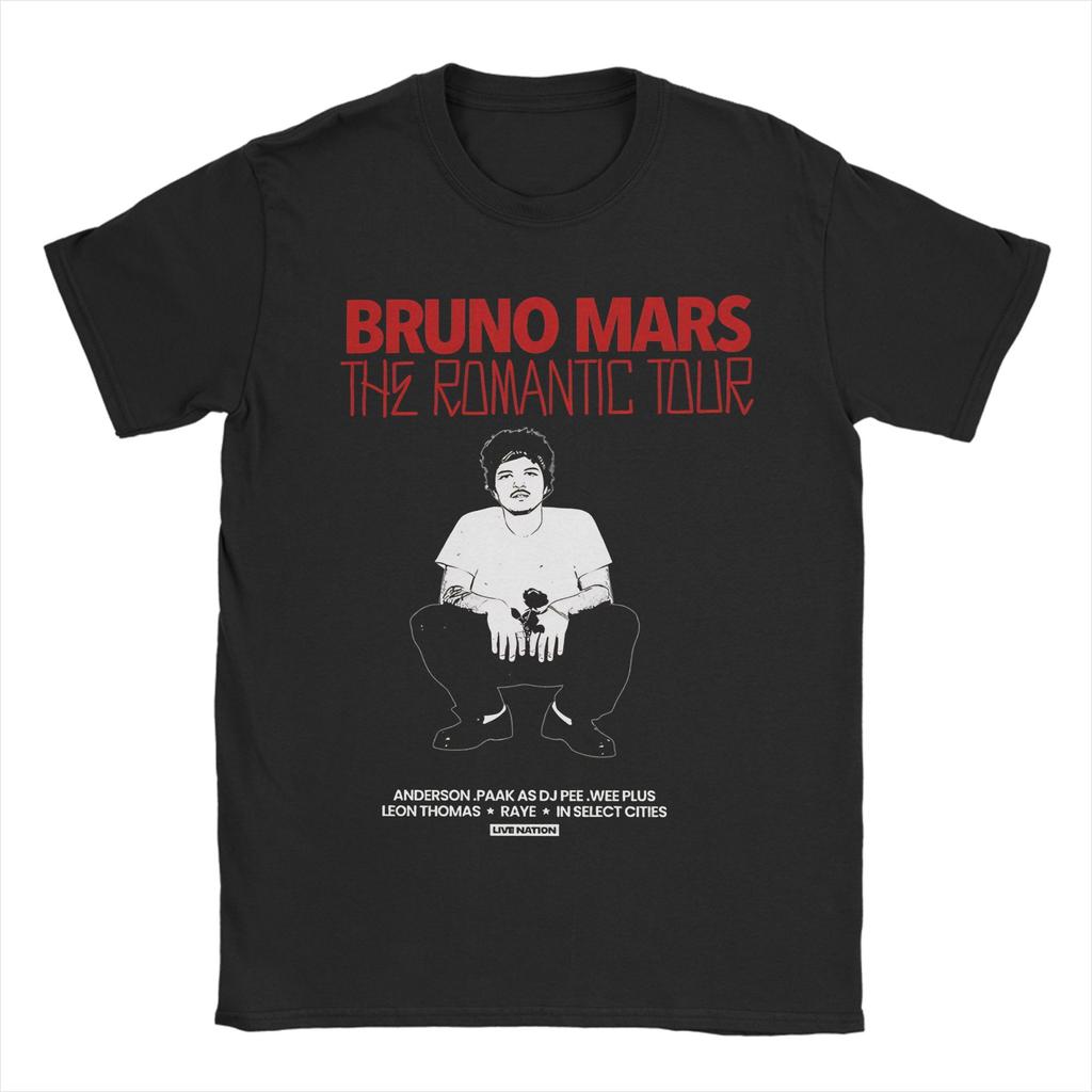 Футболка Bruno Mars The Romantic Tour Унисекс Винтажная Чистый Хлопок Круглый Вырез Короткий Рукав Футболки Большие Размеры Топы