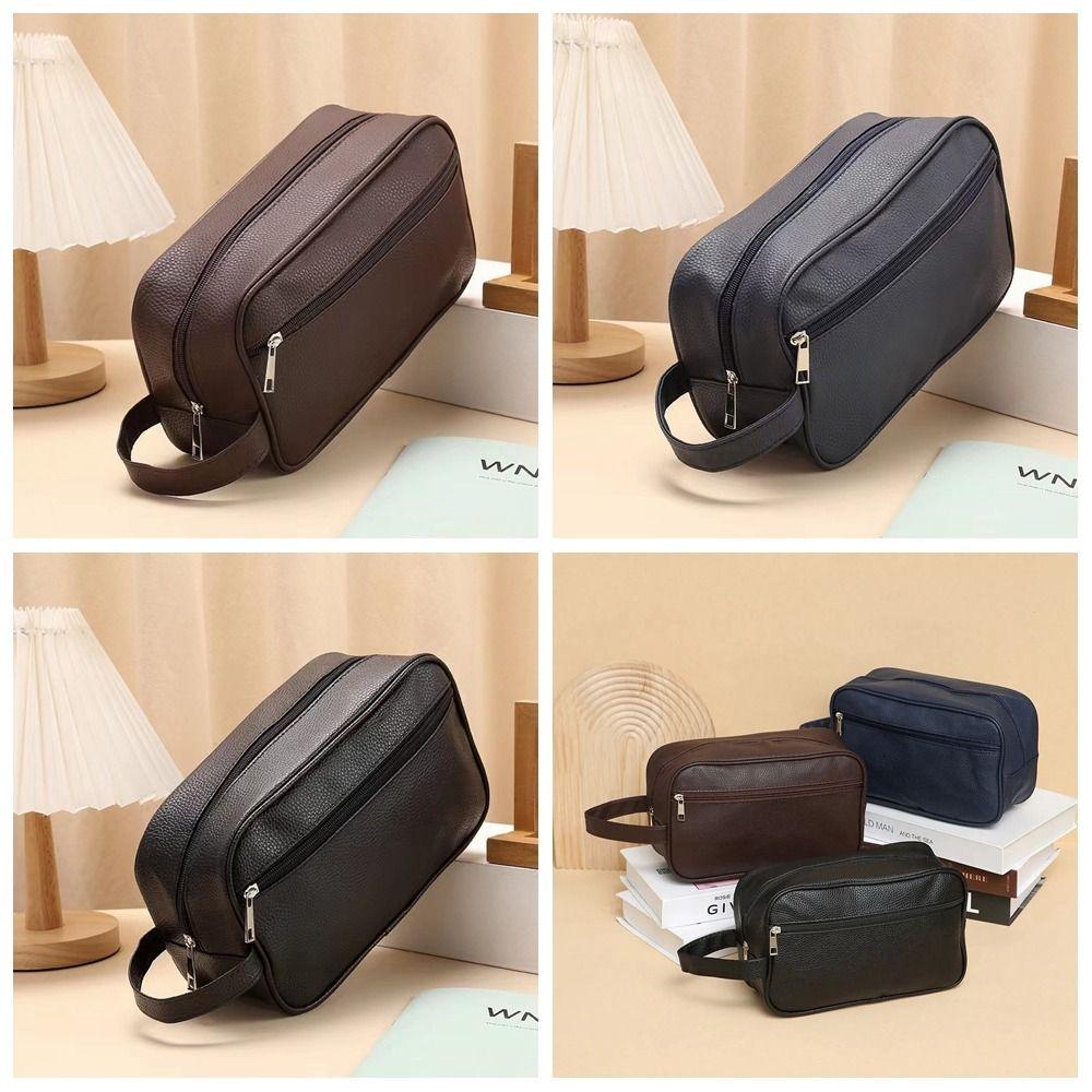 Lychee Pattern Man's Cosmetic Bag PU Make Up Pouch Bag Simple Toiletry Storage Bag Outdoor