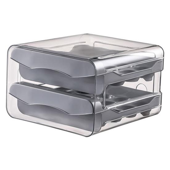 Ящик для хранения яиц, двухслойный, прозрачный, видимый, 32 сетки, большая вместимость, тип выдвижного ящика для пищевых продуктов, стабильный штабелируемый контейнер для яиц в холодильнике