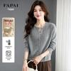 FAPAI Women's Wool-Blend Crewneck Knit Cardigan