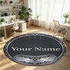Mandala Ornament (419) Theme Round Crystal Velvet Rug Custom Name Text Personalized Floor Mat Home Decor Non Slip Crystal Carpet