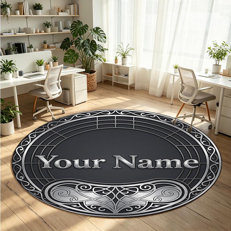 Mandala Ornament (419) Theme Round Crystal Velvet Rug Custom Name Text Personalized Floor Mat Home Decor Non Slip Crystal Carpet