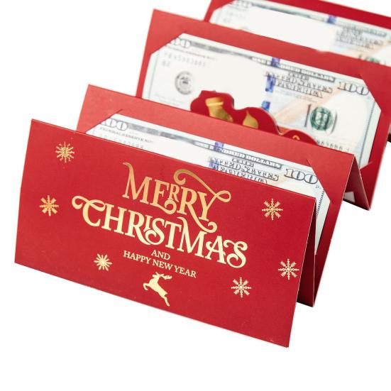 Christmas Cash Gift Envelope 6 Slots Money Gift Card Holders for Cash DIY Holiday Envelope Xmas Party Gifts for Kids Teens Women Men