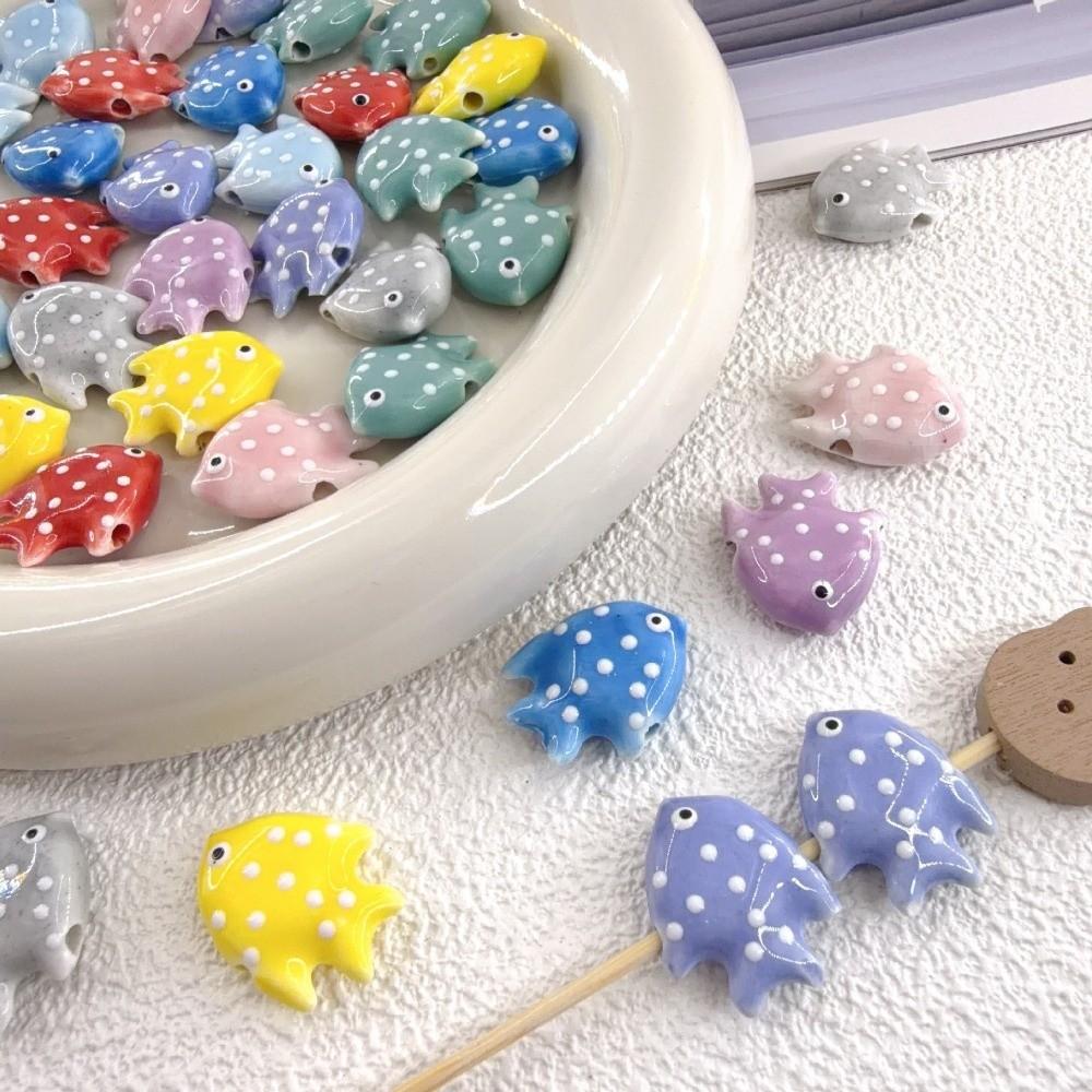 Colorful Fish Ceramic Beads Kawaii Loose Beads Fun Tropical Spacer Beads Bracelet