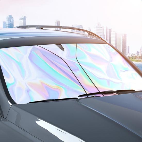 Car Windshield Sun Shade UV-Resistant Universal Fit Simple Installation Foldable Sunshade Reflective Sun Visor Shade