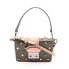 Used Studs 2WAY Handbag Leather Khaki Multicolor Used Women