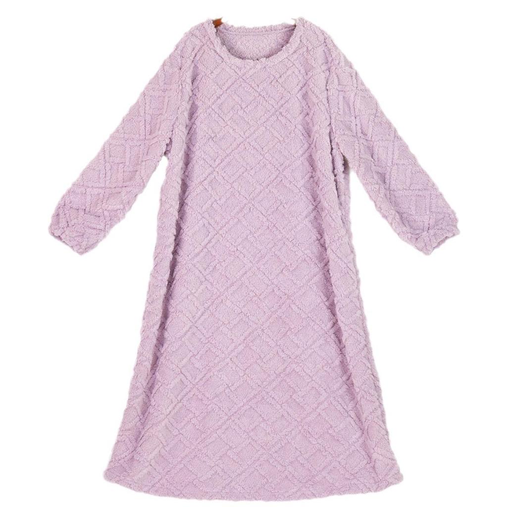 "Comfortable Cotton Velvet Nightgown for Women – Long Sleeve Autumn and Winter Wear"