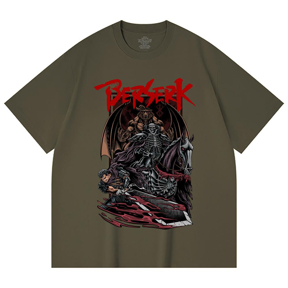 230 Gsm 100% Cotton Berserk V4 Skull Knight Print Unisex Heavy Cotton T Shirt