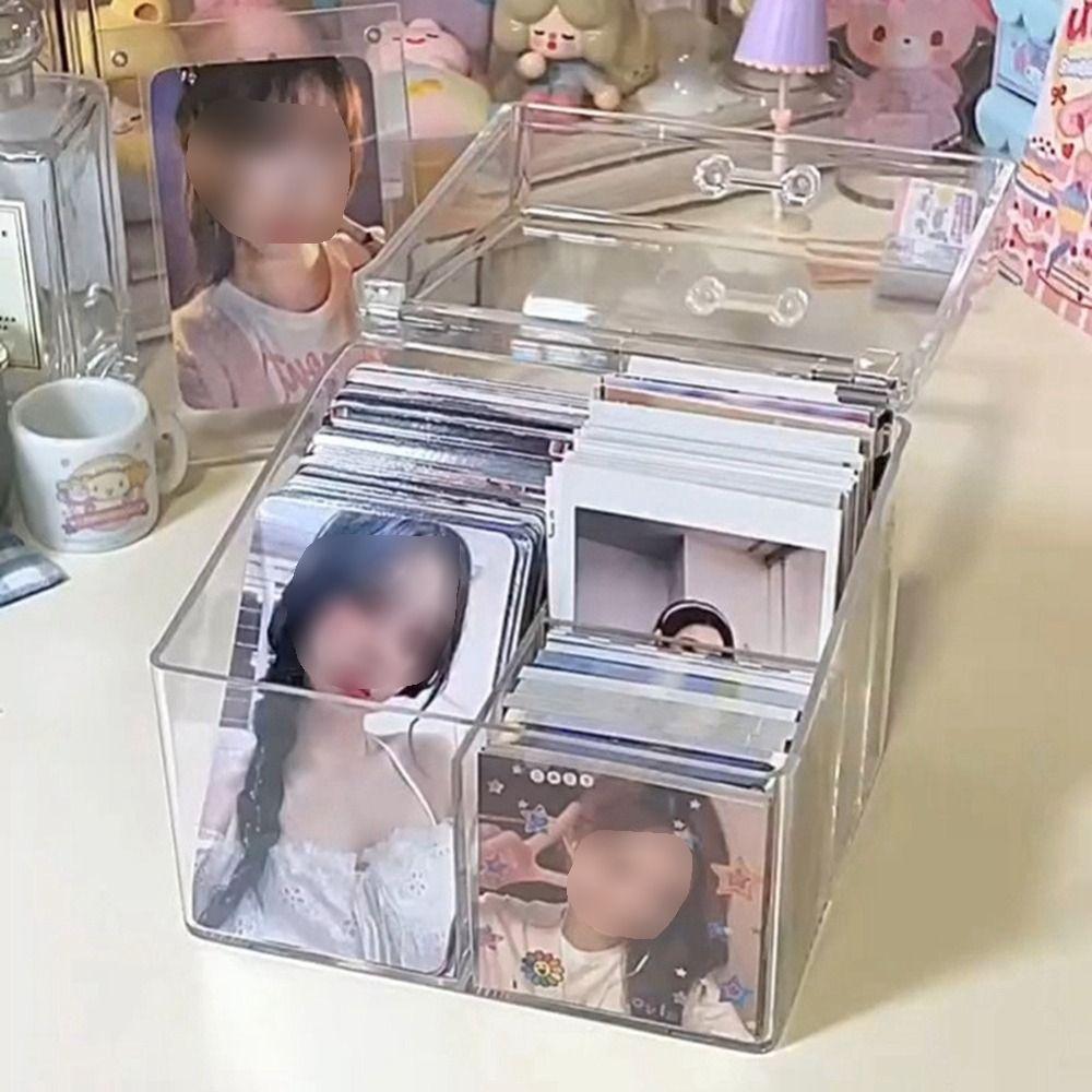 Rectangular Photo Card Collection Organizer Acrylic Small Card Storage Case  Jewelry