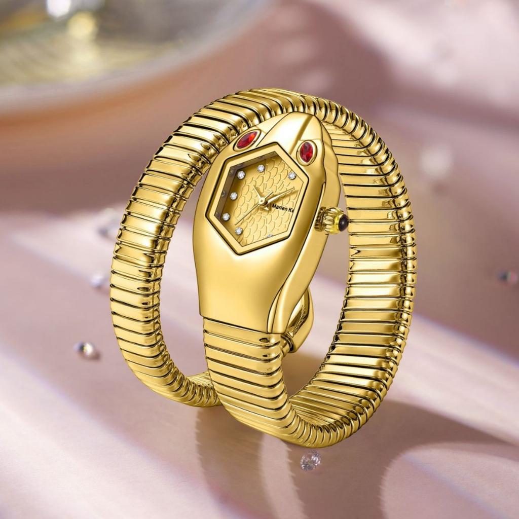 Часы Женские Роскошные Бриллиантовые Уникальной Формы Змеи Водонепроницаемые Кварцевые Женские Часы Часы