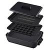 Zojirushi Hot Plate, 3 Piece Type, Prevents Splattering of Smoke and Oil, Deep Perforated Yakiniku Plate, Deep Flat Plate, Takoyaki Plate, Charcoal EA
