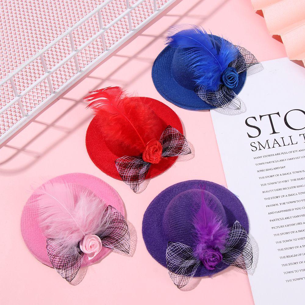 Stylish Show Costum Elastic Strap Rooster Cap for Hens Feather Top Hat Chicken Hats Pets Supplies