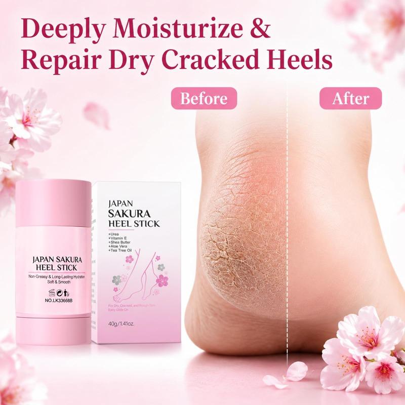 Japan Sakura Foot Heel Stick, Heel Balm for Dry Cracked, Deeply Moisturize & Soften Feets for Hands, Heels, Elbows, Knees and More