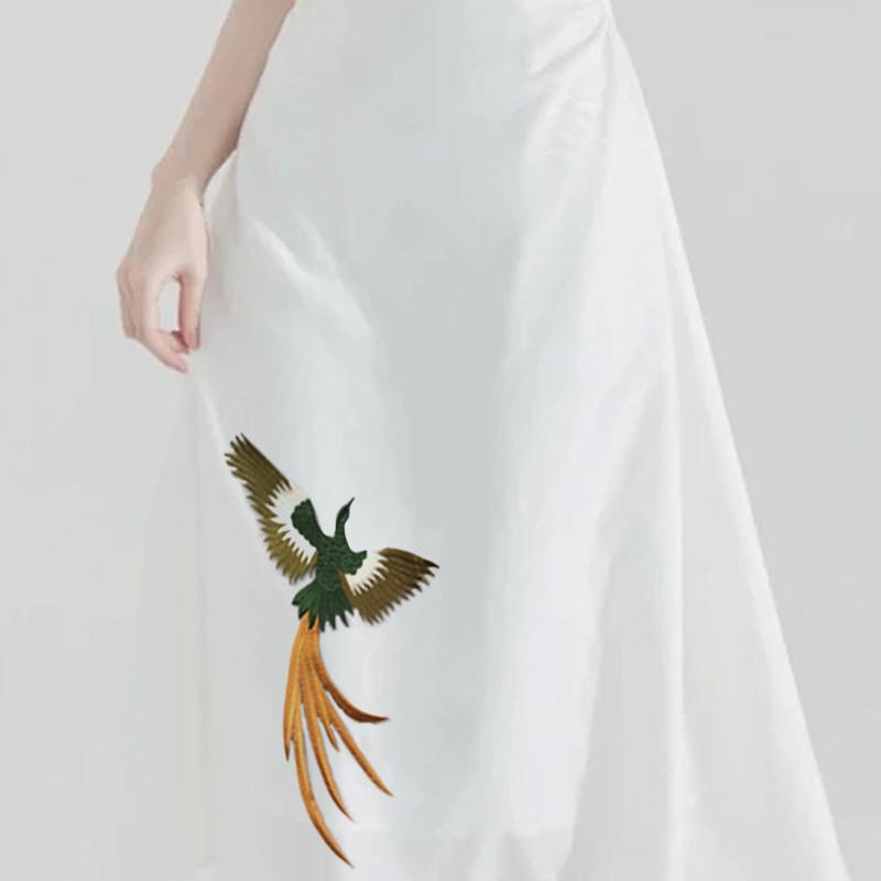 4 шт./компл. вышитый животный чонсам синий феникс своими руками вышитая нашивка аппликация в китайском стиле