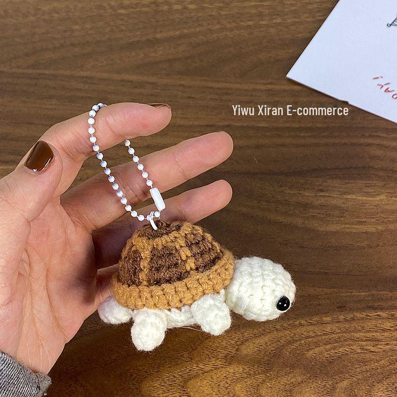 Милый брелок для ключей в виде черепахи, связанный крючком - мини-сумка из шерсти с рисунком