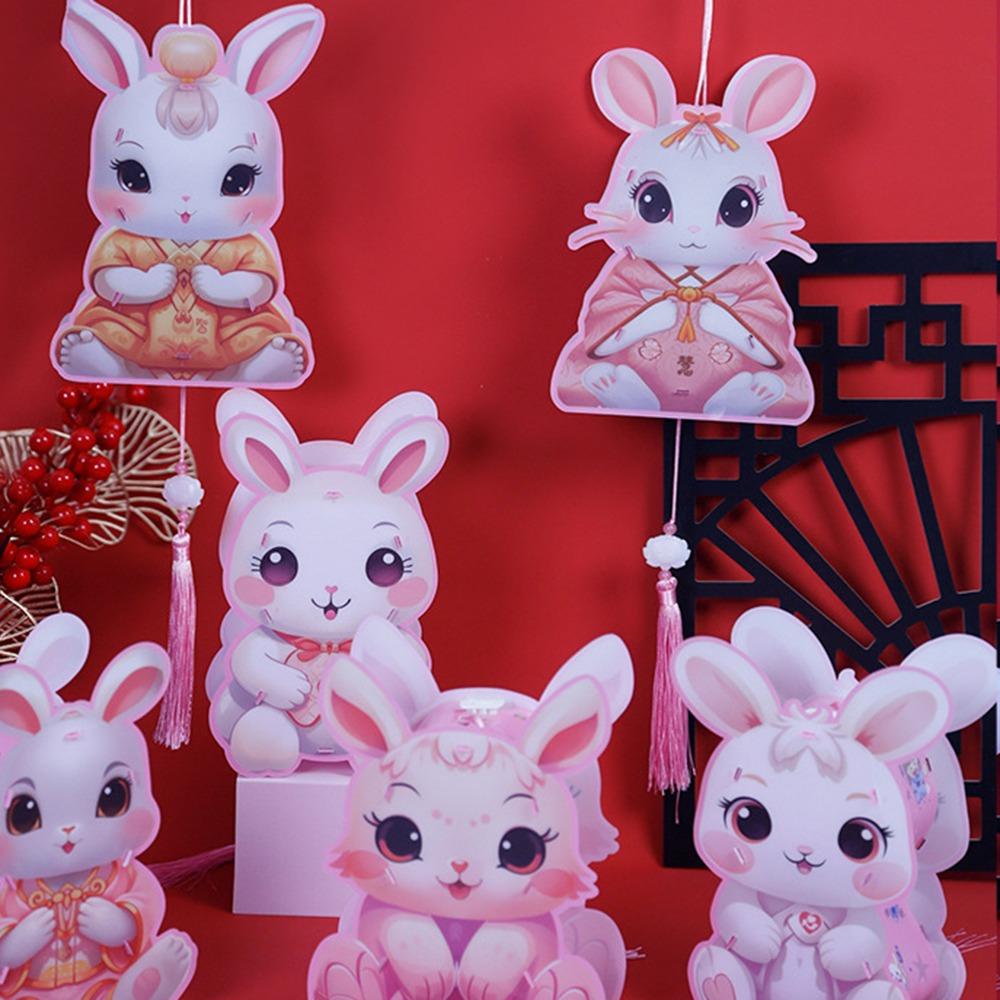DIY Craft Festival Lantern Material Kits LED Light Cartoon Rabbit Lamps Cultural Event