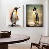 Cute Funny Retro Animal Penguin Couple Animal Art Poster Canvas Painting Wall Prints Picture for Living Room Home Decor