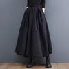 Women Maxi Skirt Pockets Puff Skirts Womens Casual Elastic Waist Lace Up High Waist Pleated A-Line Skirt