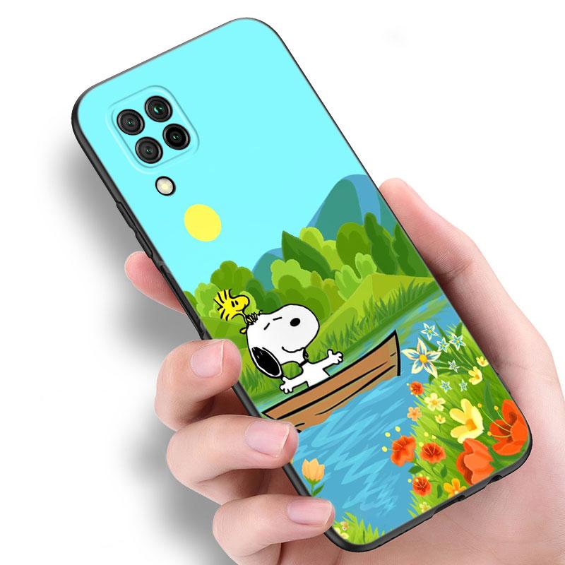 Мультяшный Каваи Снупи Черный Чехол для Телефона Для Huawei P10 P20 P30 P40 Lite P50 P60 Art P50E P Smart Z 2018 2020 2021 Pro 2019