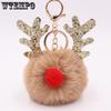 2PCS Sequined Elk Shaped Christmas Keychains Christmas Plush Antlers Keychains Bag Keychain Pendants, Creative Festival Gifts