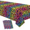 Leopard Party Decorations Tablecloth, 3Pcs Disposable Cheetah Print Birthday Party Tablecover Supplies, Iridescent Rainbow Leopard Birthday Table