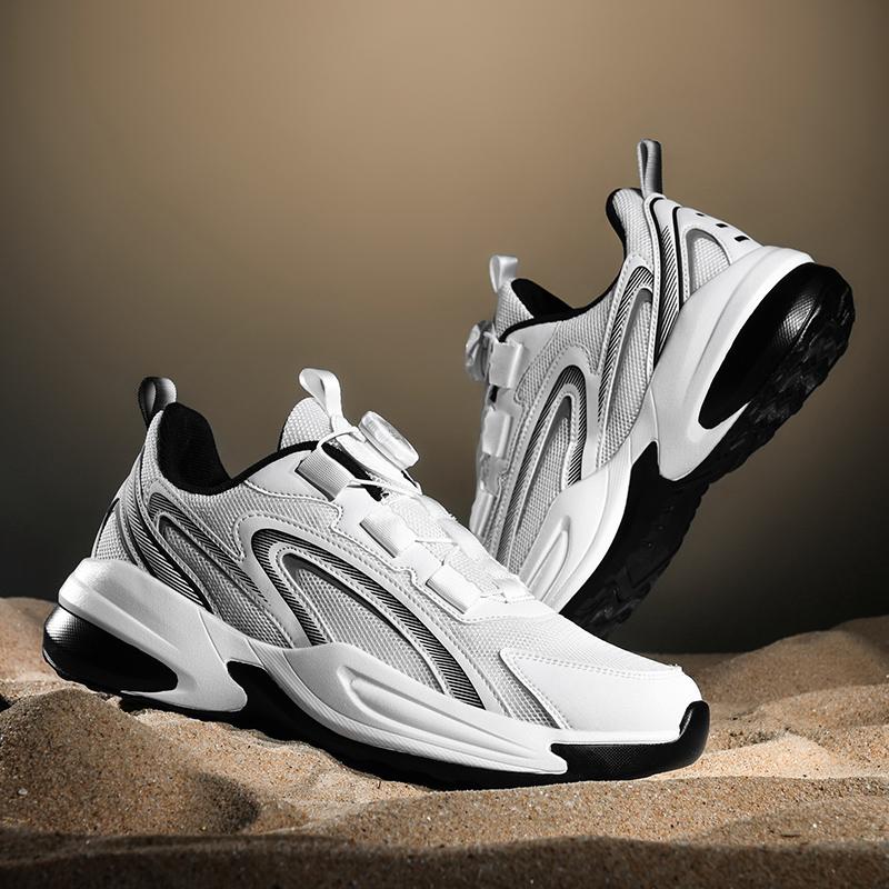 Новые осенние спортивные повседневные кроссовки, мужские кроссовки из дышащей сетки, противоскользящие и износостойкие кроссовки для бега с вращающейся пряжкой