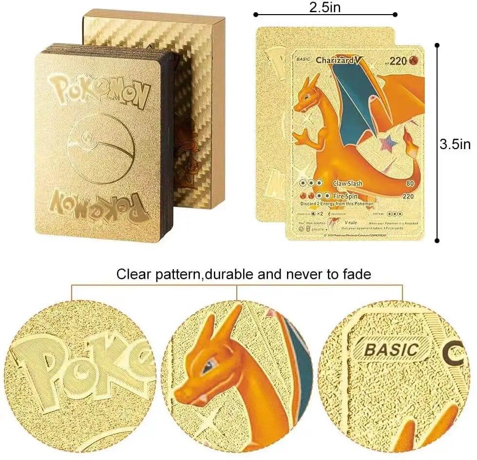 POKEMON Карты из металла, золота, Vmax GX Vstar, английская испанская карта, Чаризард Пикачу, коллекция, боевой тренер, карта, детские игрушки, подарок