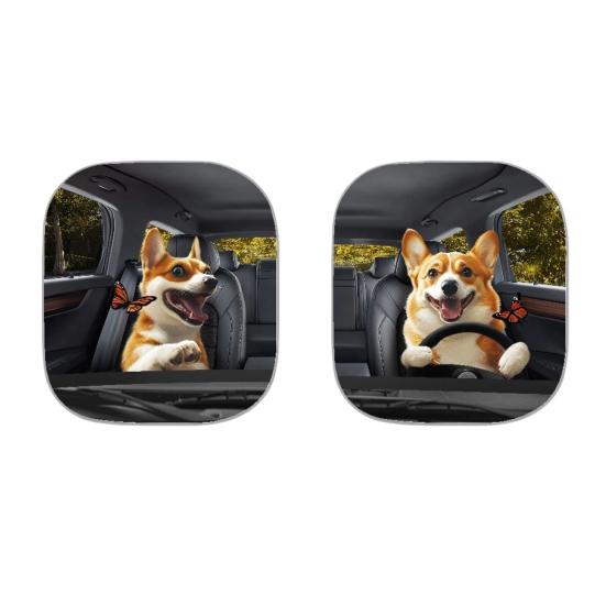 Yousheng 2 шт. Автомобильная солнцезащитная шторка с принтом животных, солнцезащитная шторка на лобовое стекло из алюминиевой фольги высокой плотности, блокирует УФ-лучи, солнцезащитный козырек, всесезонная защита, автомобильное солнце