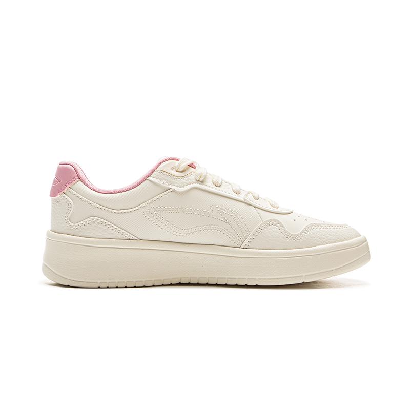 Li Ning Sycee Модные Легкие и Дышащие Низкие Скейтбордические Кроссовки Женские Бежево-Розовые AGCV178-3