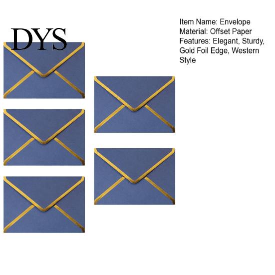 Professional Correspondence Supplies 5Pcs Western Style Envelopes with Gold Foil Trim, Offset Paper Invitation Decorative Gift Card for Wedding,