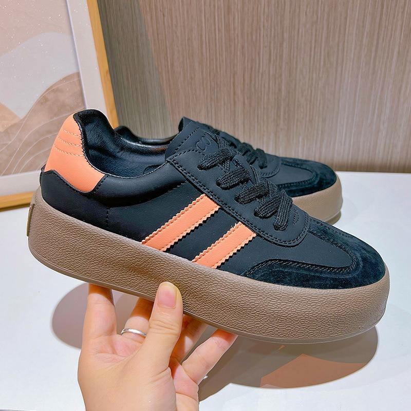 Genuine Leather De Training Shoes Thick Bottom Sports White Shoes Retro Gump Shoes Casual Women's Shoes