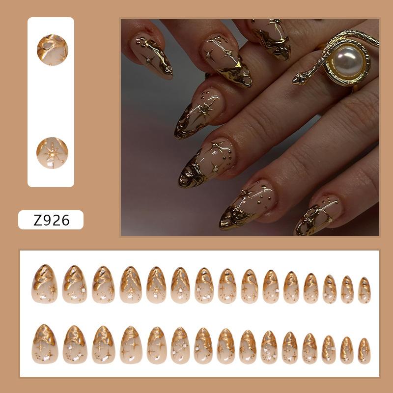 Simple Nail Patch Removable Nail False Nail Three-dimensional Irregular Sun and Moon Wear Nail Nail Patch Diamond