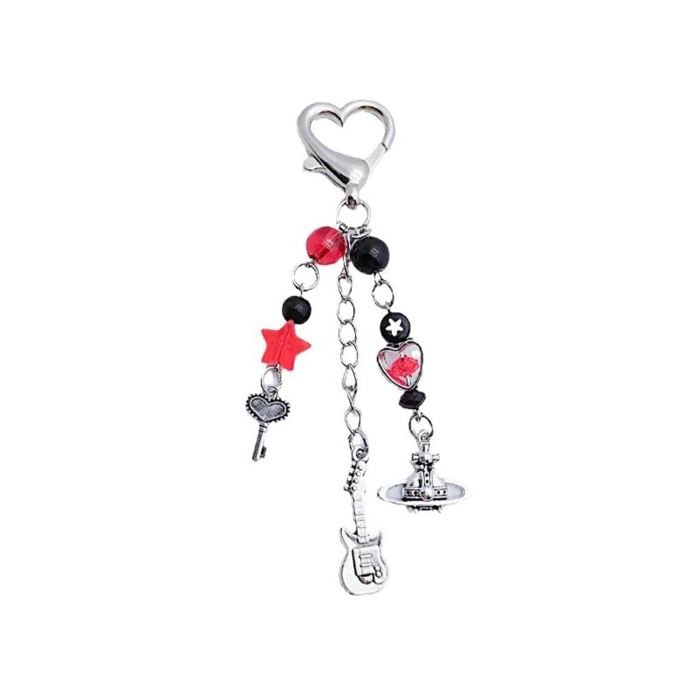 Chains Resin Strawberry Keychain Acrylic Y2K Strawberry Heart Bow Keyring  Keychain Decor