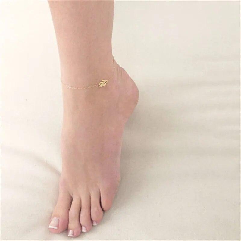 Модный летний браслет золотого и серебряного цвета с цепочкой в ​​виде листьев для женщин, богемная винтажная обувь, браслеты на ноги, женские украшения для ног, новинка 2021 года