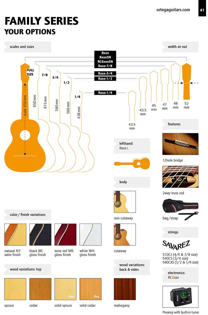 ORTEGA Classic Guitar FAMILY Series PRO Solid Spruce Top Electric Характеристики RCE145LBK Чехол для левшей (Концерт включен) []