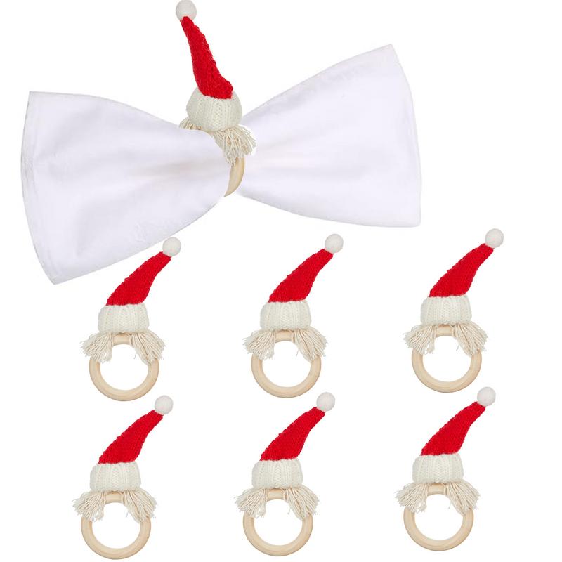 Свадебные кольца для салфеток Рождественский набор держателей для салфеток Дизайн рождественской шляпы Рождественские кольца для салфеток для украшения семейного стола