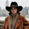 Шляпа ковбоя с широкими полями Бычья голова Декоративная кожаная кепка с заклепками Тибетский стиль Цилиндр Вечеринка