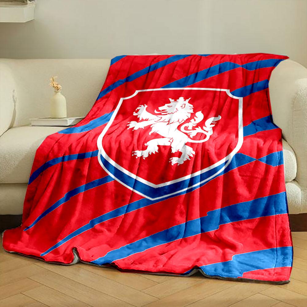 Red Lion Crest on Bold Stripes print blanket soft and cozy perfect for the living room bed sofa or a nap,gift