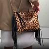 Модная женская сумка-клатч для вечеринок, большая вместительная сумка через плечо с леопардовым принтом, зебровый принт, кисточка, большая сумка с цепочкой, сумка через плечо