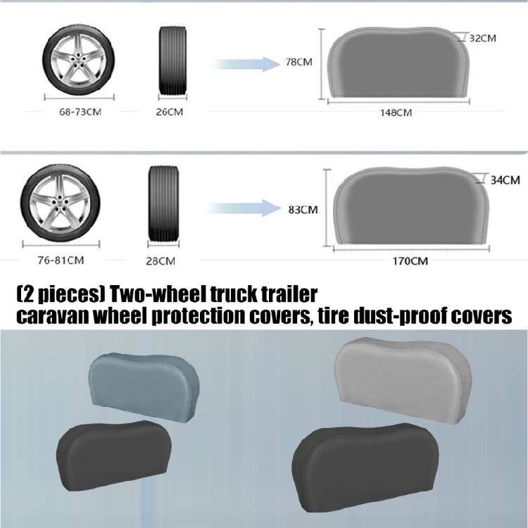 2pcs Universal Tire Cover Waterproof Heavy Duty Wheel Protector Covers Dustproof for Truck Trailer Campers