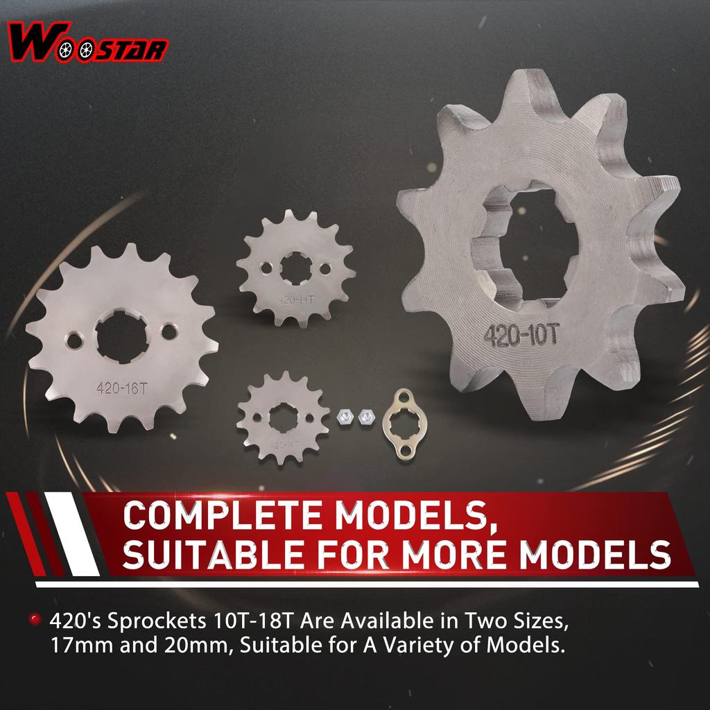 WOOSTAR Мотоцикл 420-10T Передняя звездочка 17 мм 50 куб. см 70 куб. см 90 куб. см 110 куб. см 125 куб. см Мотоцикл для мотокросса Мини-байк ATV 4 Wheeler Moped