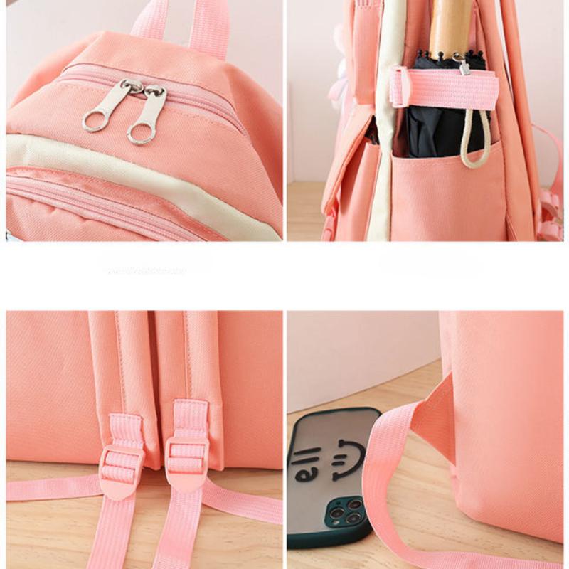 Instagram Canvas Backpack Korean Version of Middle School Backpack Minimalist Forest Series Large Capacity Backpack