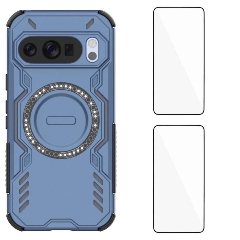 For Google Pixel 10 Pro Magnetic Case WANLONFENG DJ Series PC TPU Phone Cover with 2Pcs Tempered Glass Film