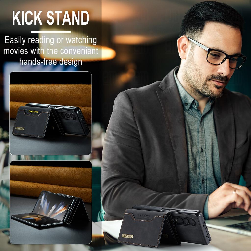 Fashion Magnetic Leather Phone Bag Case For Samsung Galaxy Z Fold4 5g Fold 4 Fold3 Fold 3 Card Slot Cell Phone Cover Funda