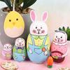 1-5X Easter Bunny Nesting Doll  Dolls Toys Wooden Russian Nesting Doll Russian Nesting Stacking Dolls Home Bedroom Craft Supplie