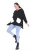 Women's Style Big Size Sweatshirt Large Size Extra Comfortable Fit Black Sweatshirt With Green Pocket Detail