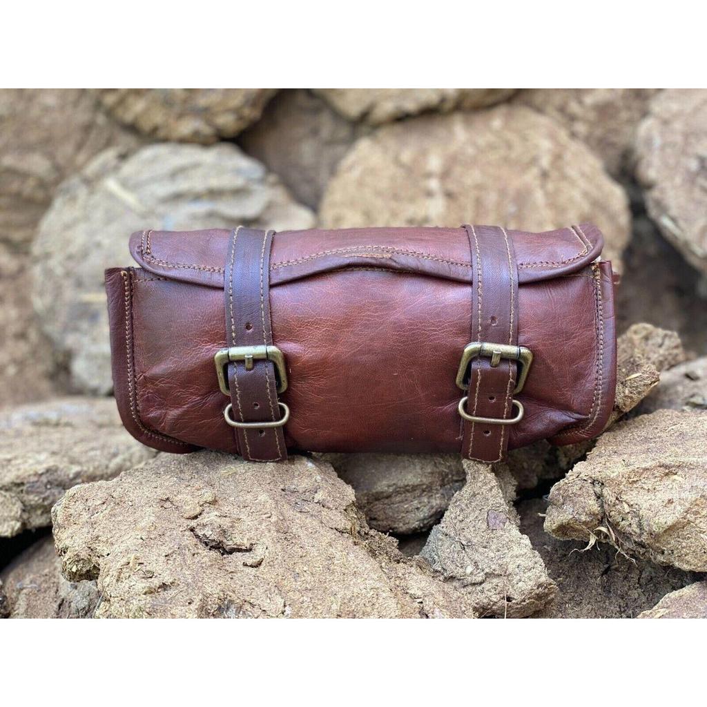 Motorcycle Leather Tool Bag Motorbike Tool Roll Saddle Storage Bag