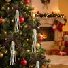 Handmade Bowknot Pearl Hanging Pendant Ribbon Christmas Tree Topper Home Decoration